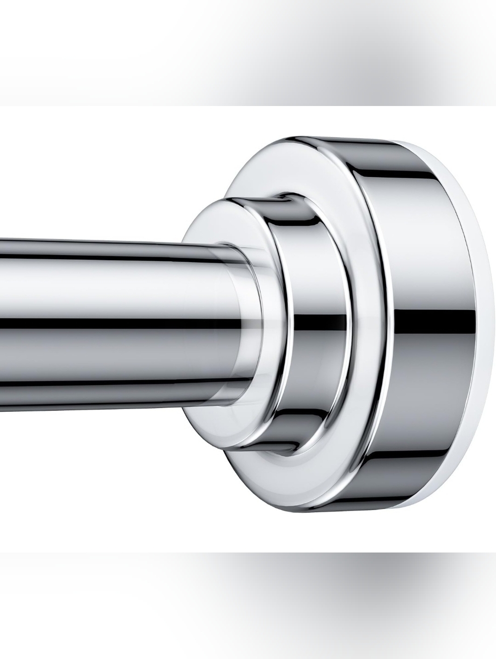 Chrome Shower Curtain Spring Tension Rod with Modern Round Mount 32" - 80"
